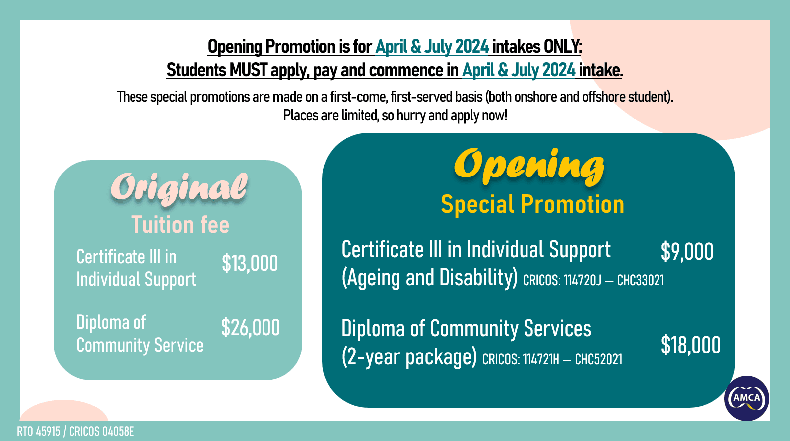 New Course 2024 Opening Promotions